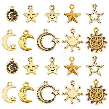 SUPERFINDINGS 100Pcs 10 Style Tibetan Style Alloy Pendants FIND-FH0008-21-1