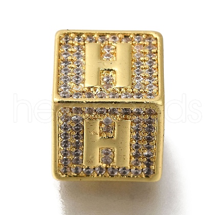Brass Cubic Zirconia Beads KK-Q818-01H-G-1