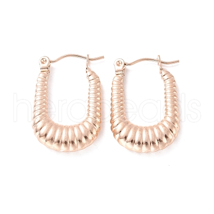 Ion Plating(IP) 304 Stainless Steel Rectangle Hoop Earrings EJEW-P198-01RG-1