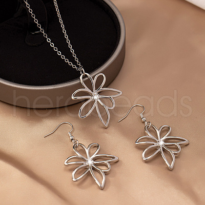 Simple Style Alloy Dangle Earrings & Pendant Necklaces Sets FS-WG3EA78-02-1