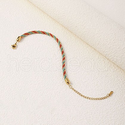 Twisted Nylon Cord Bracelets for Women BJEW-V007-01G-01-1