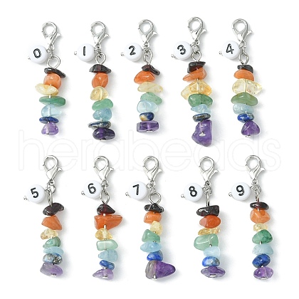 Chakra Natural Gemstone Chips Pendant Decoration HJEW-JM01081-1