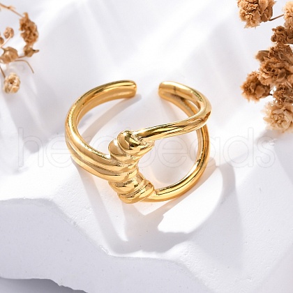 Ring 304 Stainless Steel Open Cuff Ring RJEW-Z082-01D-G-1