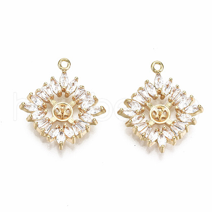 Brass Micro Pave Clear Cubic Zirconia Peg Bails Pendants KK-T056-88G-NF-1