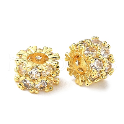 Brass Micro Pave Cubic Zirconia European Beads KK-A254-18G-1