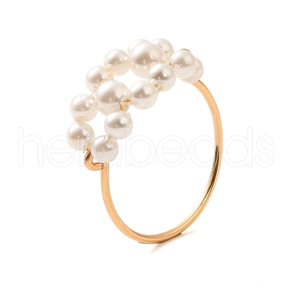 Round Shell Pearl Finger Rings RJEW-TA00153-1