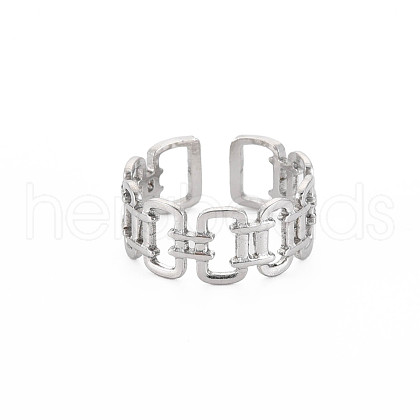 Non-Tarnish 304 Stainless Steel Open Rectangle Cuff Ring for Women RJEW-S405-237P-1