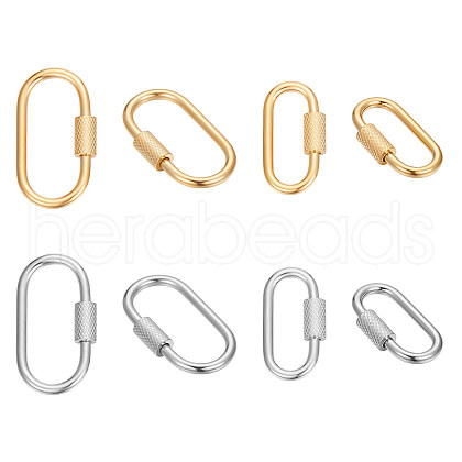 Unicraftale 4Pcs 4 Style Ion Plating(IP) 304 Stainless Steel Screw Carabiner Lock Charms STAS-UN0053-30-1