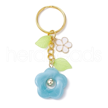 Flower Acrylic Imitation Gemstone Pendant Keychain KEYC-JKC00692-01-1