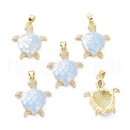 Real 18K Gold Plated Brass Micro Pave Clear Cubic Zirconia Pendants KK-D004-05G-C-1