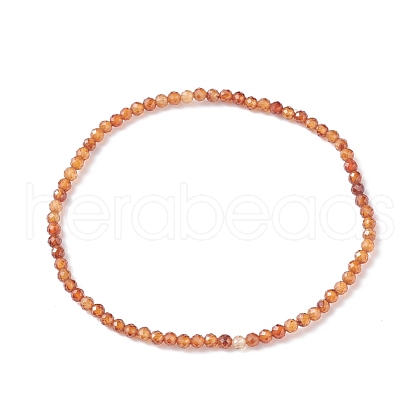 3mm Natural Garnet Beads Stretch Bracelet for Girl Women BJEW-JB07284-01-1