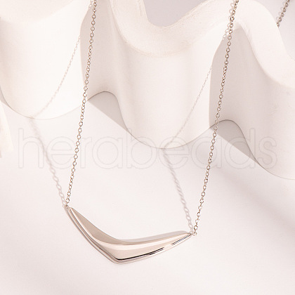 304 Stainless Steel V Shaped Pendant Necklaces for Women NJEW-Z086-01P-1