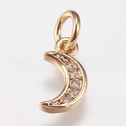 Brass Cubic Zirconia Charms X-ZIRC-E147-59G-1
