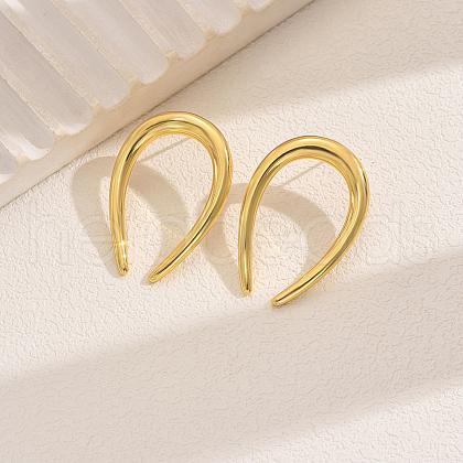 Vintage Brass U-Shaped Stud Earrings NX2935-1