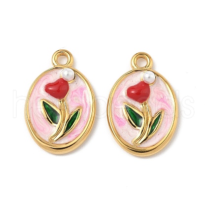 304 Stainless Steel Enamel Pendants STAS-U057-03G-01-1