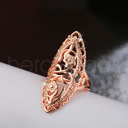 Horse Eye with Flower Pattern Brass Finger Rings FS-WGACB46-01-1