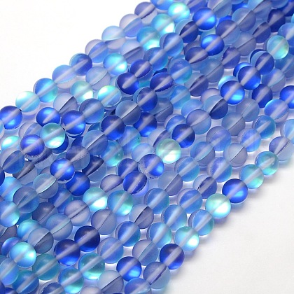 Synthetic Moonstone Beads Strands G-F142-6mm-08-1