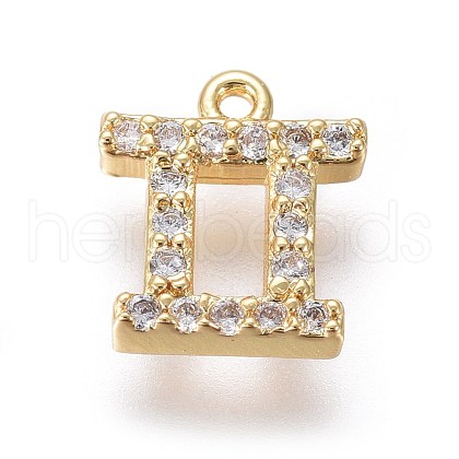 Golden Plated Brass Micro Pave Cubic Zirconia Charms ZIRC-L075-51H-1
