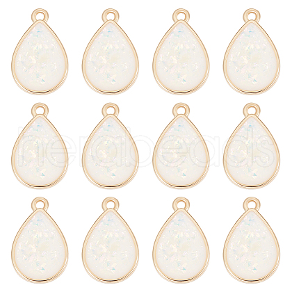 GOMAKERER 12Pcs Brass Resin Imitation Opal Pendants KK-GO0001-69-1