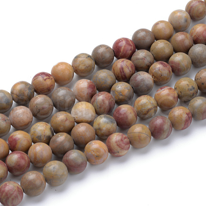 Natural Red Rainbow Jasper Round Beads Strands G-T055-8mm-11-1