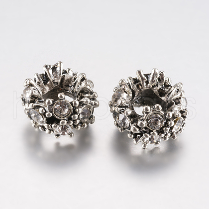 Tibetan Style Alloy Rhinestone European Beads PALLOY-F200-04B-1