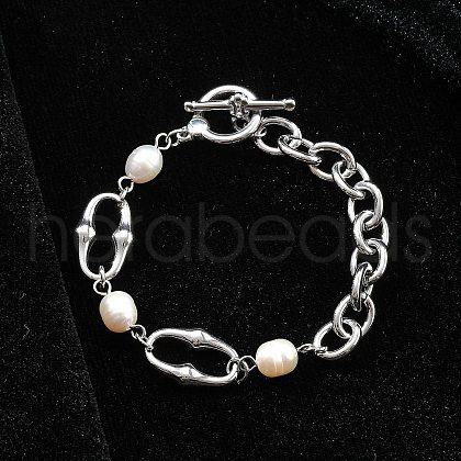 Stainless Steel Cable Chains Link Bracelets BJEW-F485-02P-1
