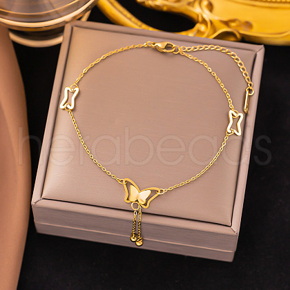 Stainless Steel Alloy Charm Anklets WG33B59-08-1