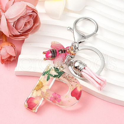 Resin & Acrylic & Faux Suede Tassel Keychain KEYC-YW00125-16-1
