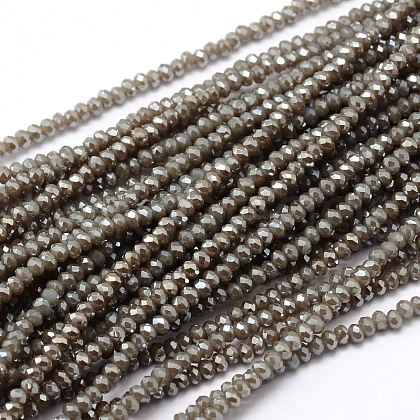 Faceted Rondelle Full Rainbow Plated Electroplate Glass Beads Strands EGLA-M004-2mm-A13-1