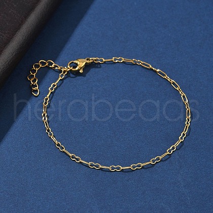 304 Stainless Steel Paperpclip Chains Bracelets for Women BJEW-U043-01G-1