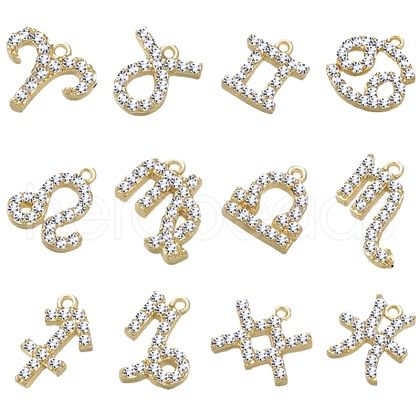 12Pcs 12 Style Alloy Rhinestone Pendants FIND-SZC0010-500-1