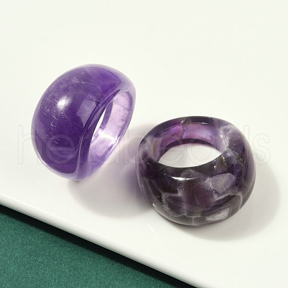 Natural Amethyst Finger Rings for Unisex RJEW-C128-01A-1