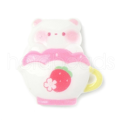 Strawberry Bear Theme Opaque Resin Cabochons CRES-D301-01B-1