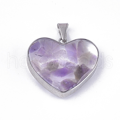 Natural Amethyst Pendants X-STAS-T043-01H-1