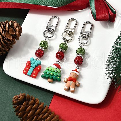 Christmas Theme Resin & Polymer Clay Rhinestone  Pendant Decoration HJEW-TA00350-1