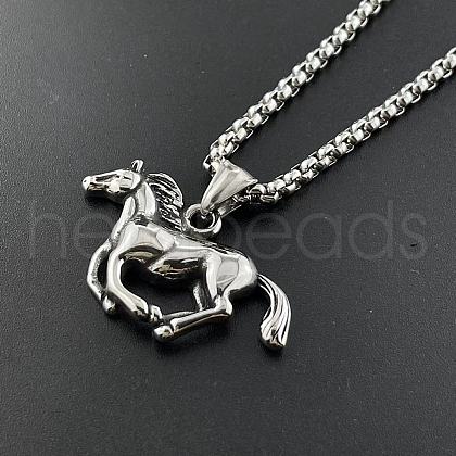 Stainless Steel Horse Animal Pendant Punk Street Hip-hop Necklaces OH9267-1