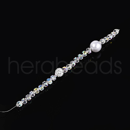 Acrylic & Glass & ABS Plastic Pearl & Alloy & Polymer Clay Pave Rhinestone Beads Strands MAK-T011-08B-1