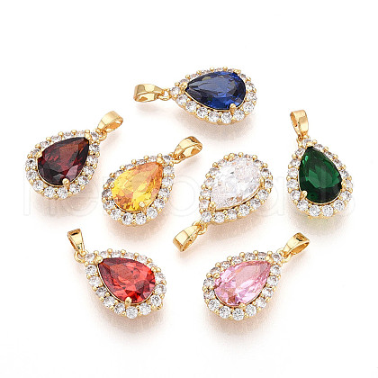 Brass Micro Pave Cubic Zirconia Pendants KK-N272-01G-M-1