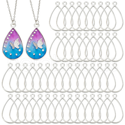 Olycraft 50Pcs Alloy Open Back Bezel Pendants FIND-OC0003-35S-1