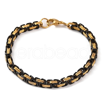 201 Stainless Steel Byzantine Chain Bracelets BJEW-B078-62G-1