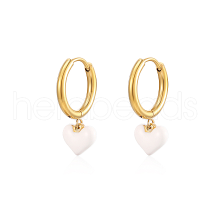 Stainless Steel Heart Hoop Earrings for Women VW3675-1-1