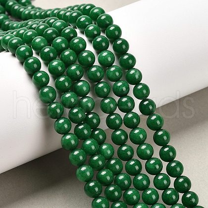 Natural Teal Jade Round Beads Strands G-P070-09-6mm-1