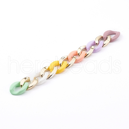 Opaque Spray Painted Acrylic & CCB Plastic Linking Twist Chains AJEW-JB00909-1