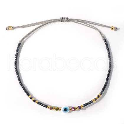 Bohemian Glass Seed Beaded Braided Bead Bracelets EZ3029-5-1