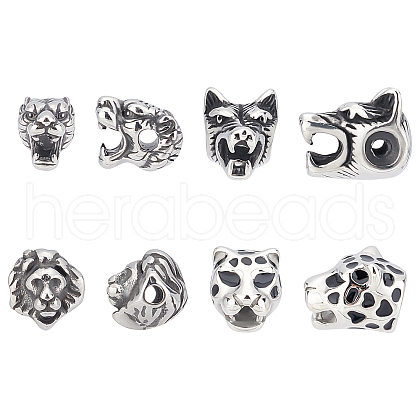 DICOSMETIC 8Pcs 4 Style 304 Stainless Steel Beads STAS-DC0005-26-1