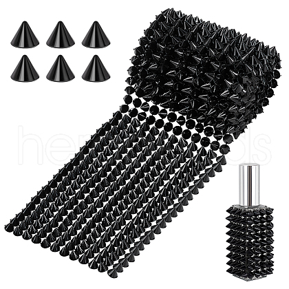 AHADERMAKER 12-Row Resin Spike Stud Cone Flatback Punk Rock Trim Mesh Bead Craft FIND-GA0003-72A-1