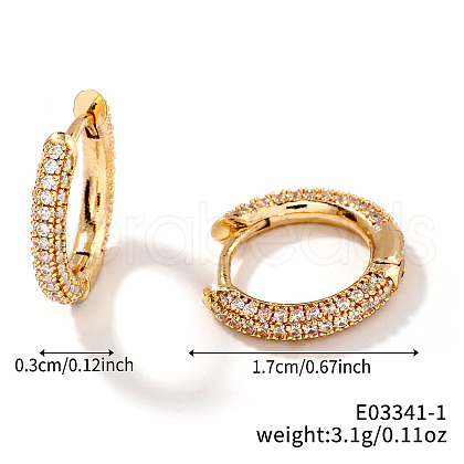 Elegant Brass Clear Cubic Zirconia Hoop Earrings RO7154-1-1