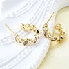 Brass Micro Pave Cubic Zirconia C-Shape Stud Earrings for Women EJEW-F363-01G-5
