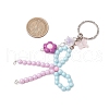 Opaque Acrylic Beads with Brass Crimp Beads and Iron Split Key Rings Keychains KEYC-JKC01188-3