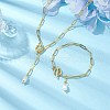Mother's Day Jewellery Oval Natural Cultured Freshwater Pearl Pendant Necklaces & Bracelets Jewelry Sets SJEW-JS01300-2